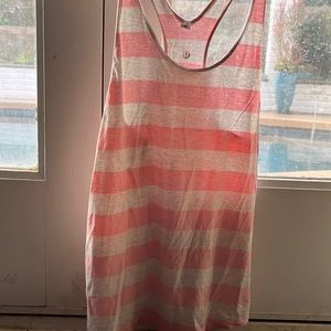 Pink and white striped lululemon tank top